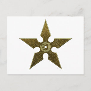 Carte Postale Shuriken or avec Dragon d'or