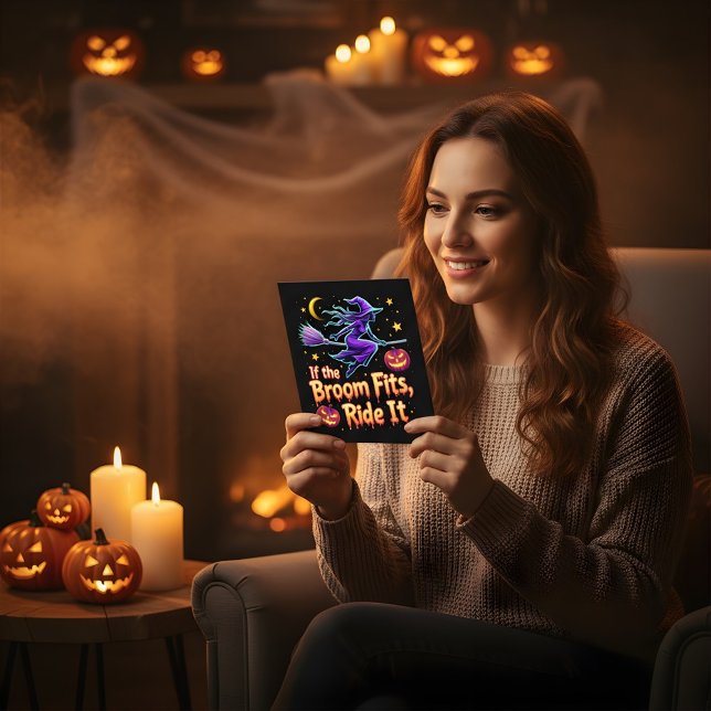 Carte Postale Si Le Broom Convient À Ride Il Halloween sorcière  (Créateur téléchargé)