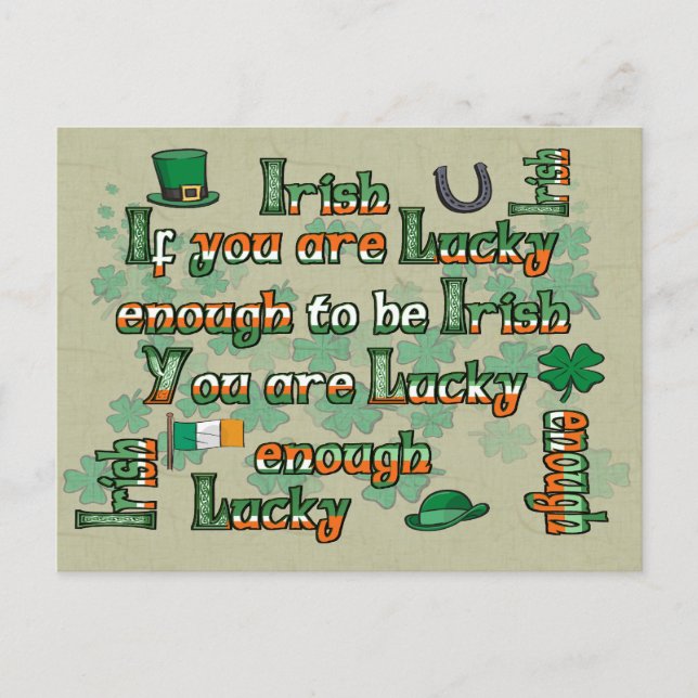 Carte Postale Si vous êtes assez chanceux pour être irlandais (Devant)