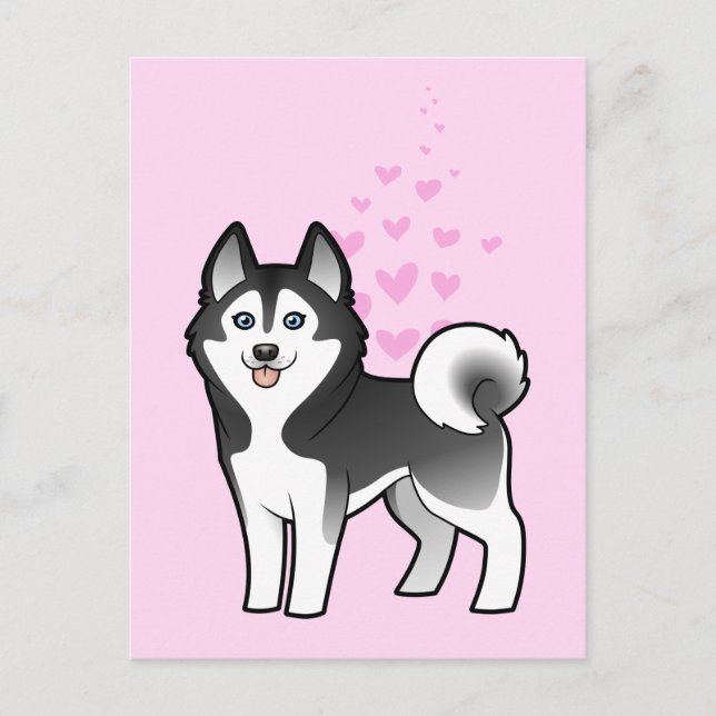 Carte Postale Sibérie Husky / Malamute d'Alaska Amour (Devant)