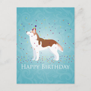 Carte Postale Sibérie Husky - Rouge - Joyeux design d'anniversai