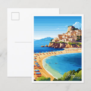 Carte Postale Sicile Italie Art vieux voyage illustration