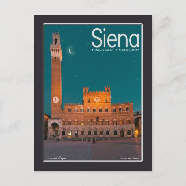 Carte Postale Sienne - Nuit Palazzo Pubblico (Devant)