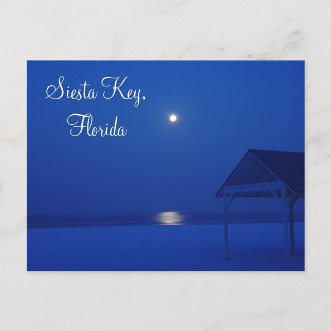 Carte Postale Siesta Key, Floride - pleine lune au-dessus du gol (Devant)