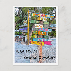 CARTE POSTALE SIGNAGE COLORÉ (PAYS) RUM POINT, GR.CAYMAN