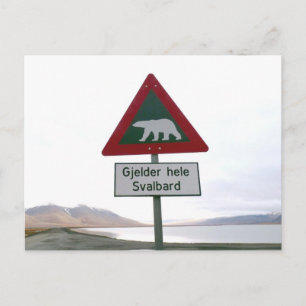 Carte Postale Signal de circulation de passage d'ours polaire