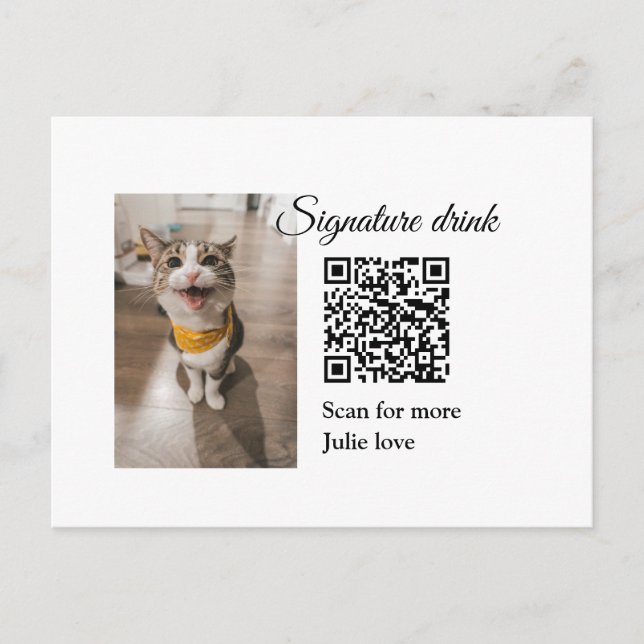 Carte Postale Signature boisson scanner QR code ajouter le nom d (Devant)