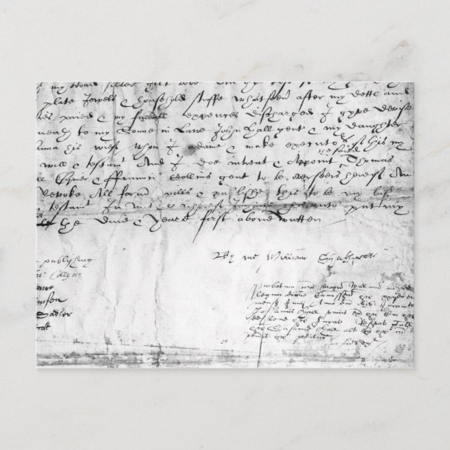 Carte Postale Signature de William Shakespeare, 1616 (Devant)
