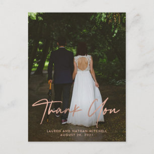 Carte Postale Signature   Merci photo du Mariage d'or Rose Faux