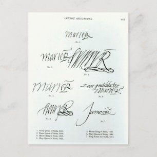 Carte Postale Signatures de Marie Reine des Écossais