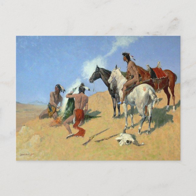 Carte Postale Signaux de fumée indiens américains (Devant)
