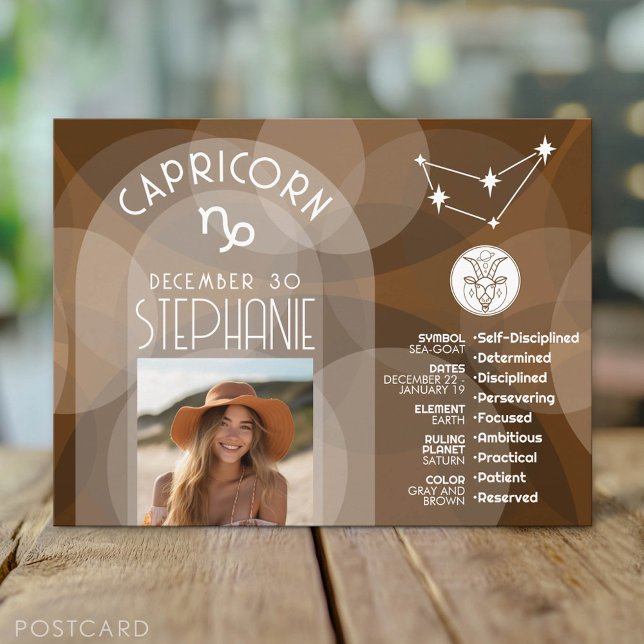 Carte Postale Signe astrologique du zodiaque Capricorne Photo Da (Zodiac Sign Postcard)