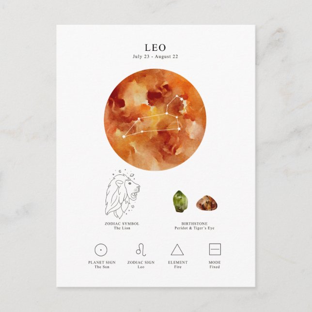 Carte Postale SIGNE Astrologique LÉO (Devant)