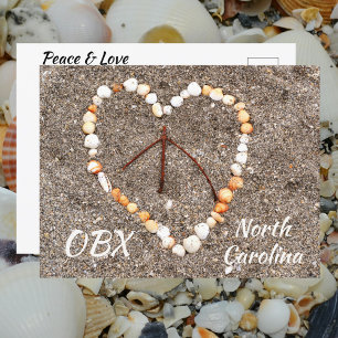 Carte Postale Signe de Paix Cœur de Coquillages OBX NC