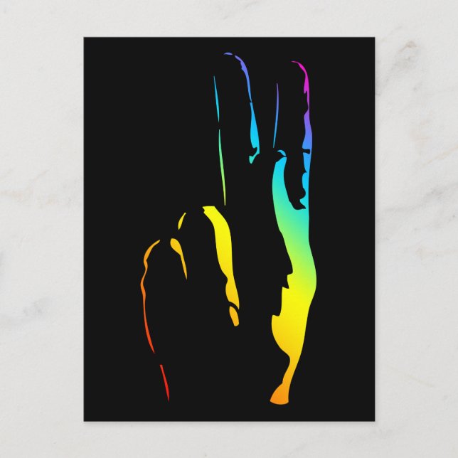 Carte Postale signe de paix de la fierté arc-en-ciel (Devant)
