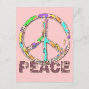 CARTE POSTALE SIGNE DE PAIX DE STYLE GRUNGE COLORÉ