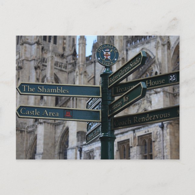 Carte Postale Signe devant York Minster - York, Angleterre (Devant)