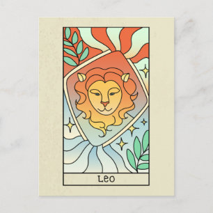 Carte Postale Signe du zodiaque Lion Art abstrait Vintage