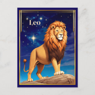 Carte Postale Signe du zodiaque Lion sous un ciel étoilé