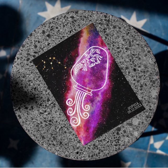 Carte Postale Signe du zodiaque personnalisé Galaxie Verseau (Créateur téléchargé)