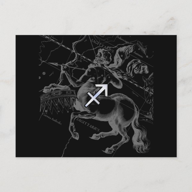 Carte Postale Signe du zodiaque Sagittaire de style Chrome sur H (Devant)