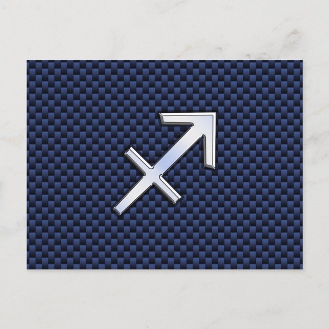 Carte Postale Signe du zodiaque Sagittaire sur fond bleu en styl (Devant)