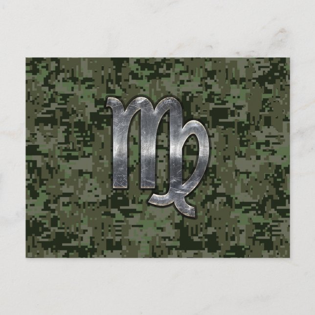 Carte Postale Signe du zodiaque Vierge sur camouflage numérique  (Devant)