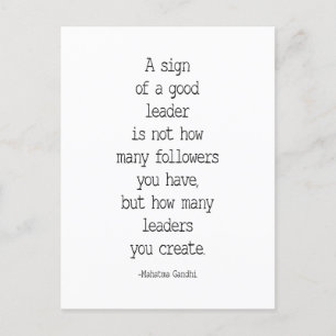 Carte Postale Signe D'Un Bon Dirigeant, Citation Du Mahatma Gand