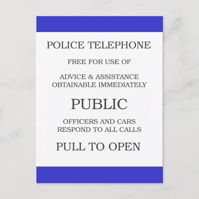 Carte Postale Signe public de cabine téléphonique (Devant)