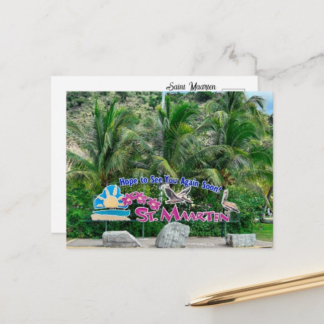 Carte Postale SIGNE Saint-Maarten (Devant/Arrière en situation)