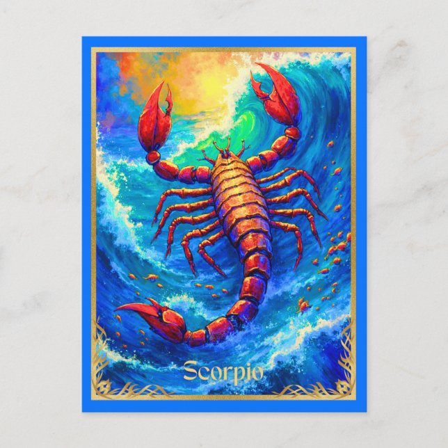 Carte Postale SIGNE Zodiaque Scorpion émergent des eaux profonde (Devant)