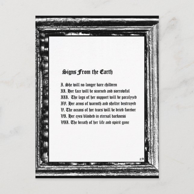 Carte Postale Signes De La Terre (Devant)