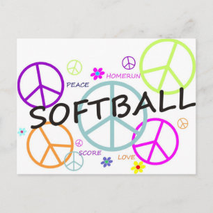 Carte Postale Signes de paix colorés par base-ball