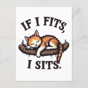 Carte Postale S'il s'adapte I Ait Drôle Sleepy Chat Feline Kitte