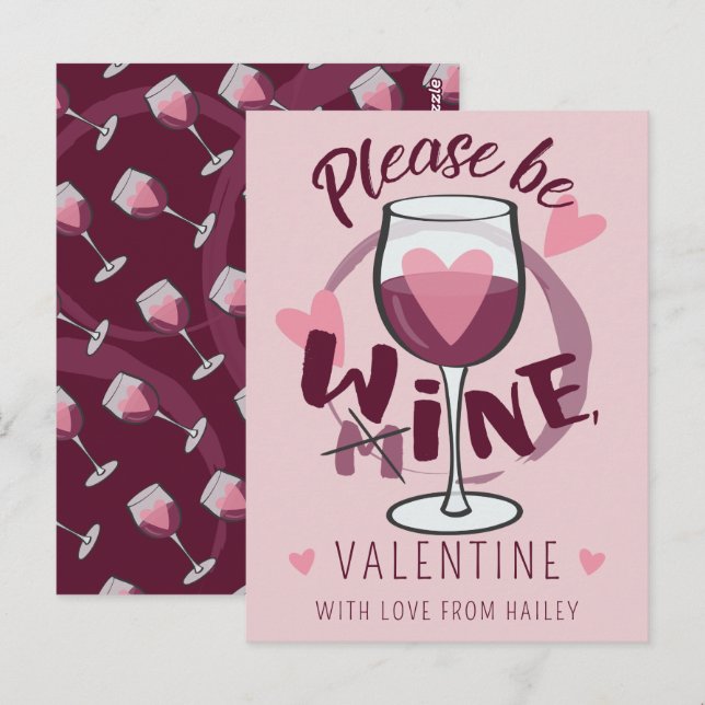 Carte Postale S'il vous plaît être mon vin Valentine Funny texte (Devant / Derrière)