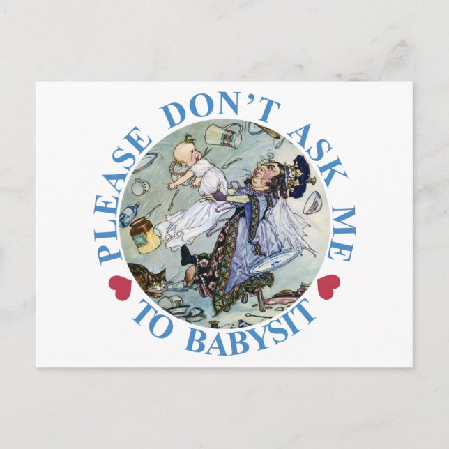 CARTE POSTALE S'IL VOUS PLAÎT NE ME DEMANDEZ PAS À BABYSIT (Devant)