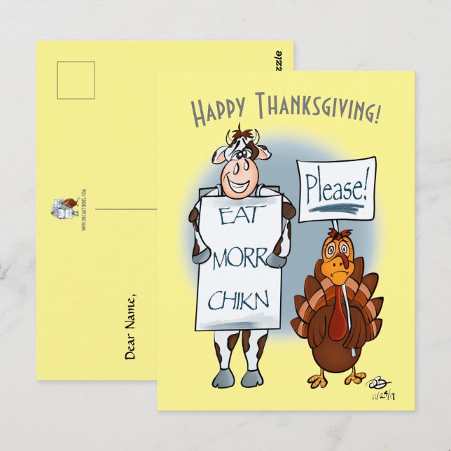 Carte Postale S'il vous plaît Thanksgiving Day Yellow Post Card (Devant / Derrière)