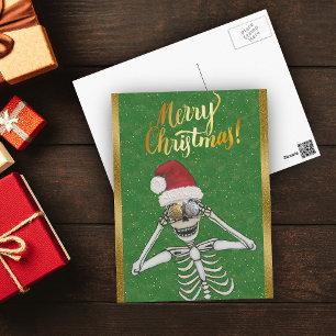 Carte Postale Silencieux Noël Squelette de Noël Ornament Yeux