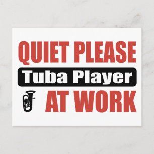 Carte Postale Silencieux S'Il Vous Plaît Tuba Player Au Travail