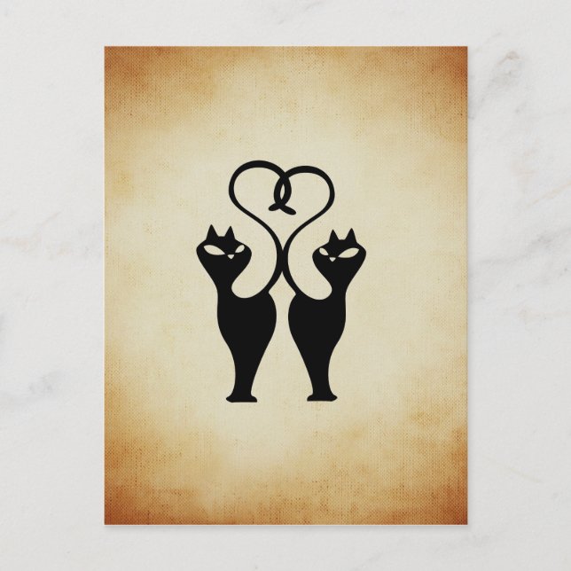 Carte Postale Silhouette à deux chats (Devant)