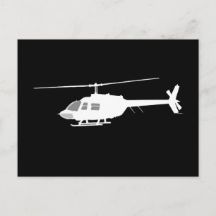 Carte Postale Silhouette à hélico volante Décor noir
