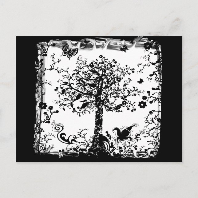 Carte Postale Silhouette à papillon noir et blanc (Devant)