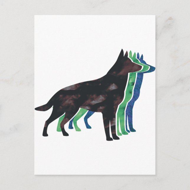 Carte Postale Silhouette berger allemand (Devant)