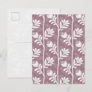 Carte Postale Silhouette botanique de rose mauve florale vintage