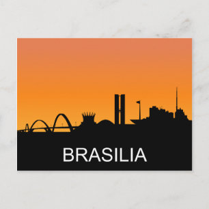 Carte Postale Silhouette Brasilia, coucher de soleil d'été, illu