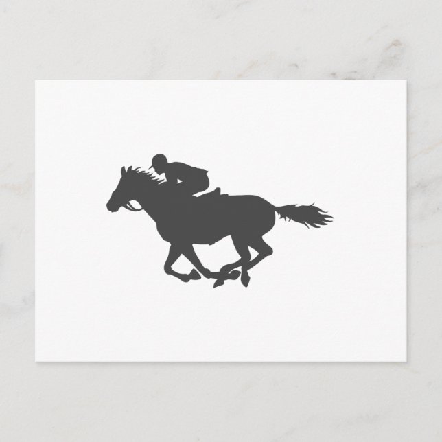 Carte Postale Silhouette cheval jockey - Choisissez la couleur a (Devant)