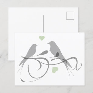 Carte Postale Silhouette Coeurs et Inséparables