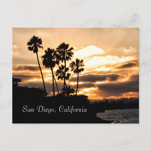 Carte Postale Silhouette Coucher De Soleil À San Diego (Devant)