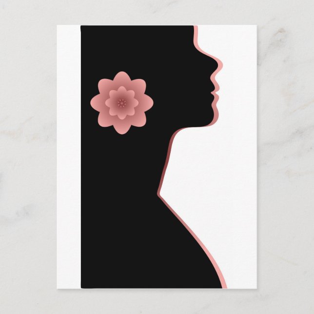 Carte Postale Silhouette d'abstraction Belle femme noir rouge (Devant)