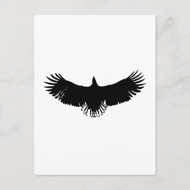 Carte Postale Silhouette d'aigle noir et blanc (Devant)